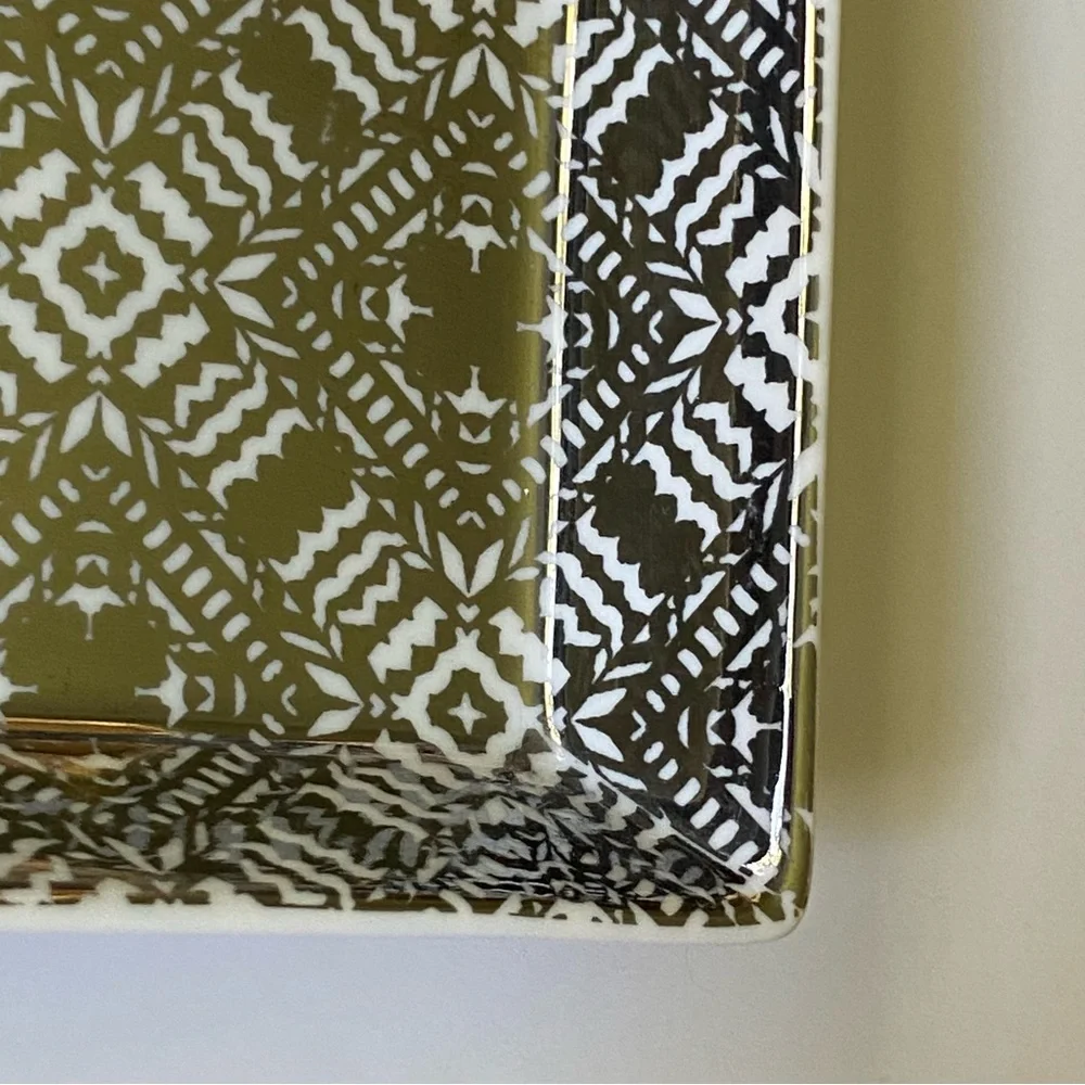 J. Crew Ceramic Trinket Dish Jewelry Organizer Silver EUC Men’s Women’s keys 5.5